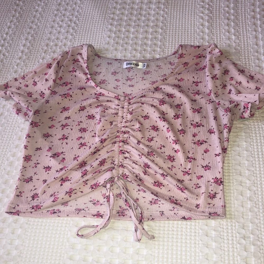 Pink floral crop top from RoomMates XL